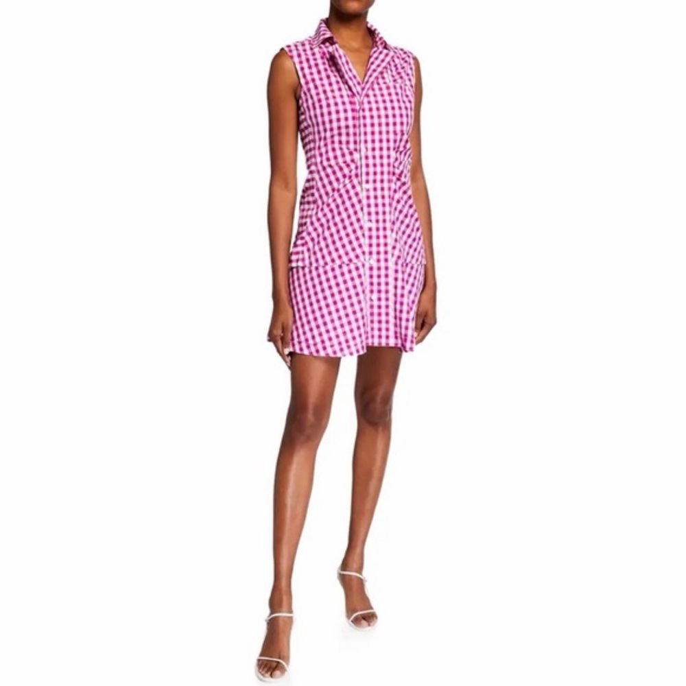 10 Crosby Derek Lam Pink Gingham Sleeveless Shirt Dress